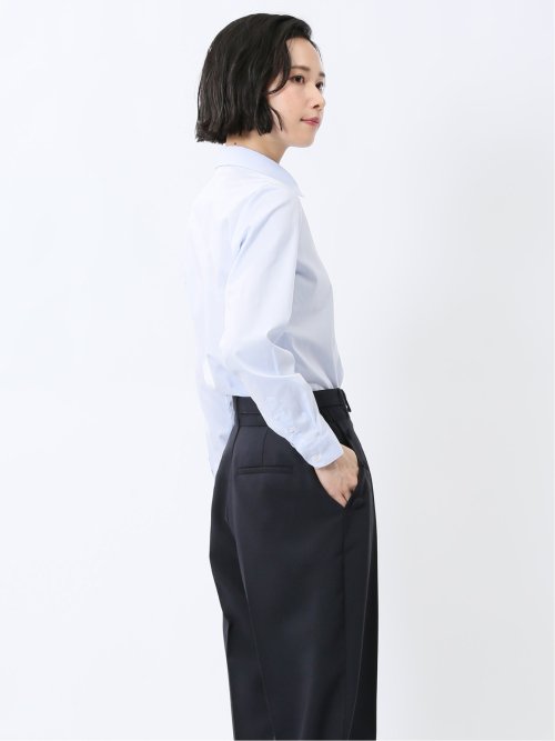 嬉しい機能 レギュラーカラー 長袖シャツ サックス