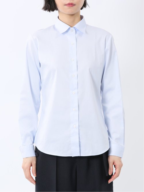 嬉しい機能 レギュラーカラー 長袖シャツ サックス