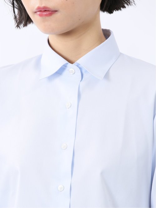 嬉しい機能 レギュラーカラー 長袖シャツ サックス