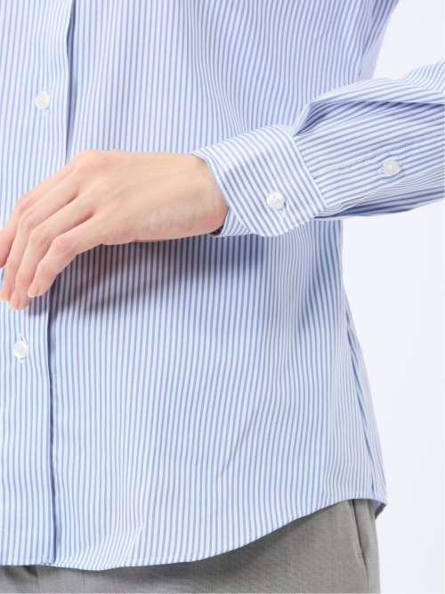 嬉しい機能 レギュラーカラー 長袖シャツ ストライプ