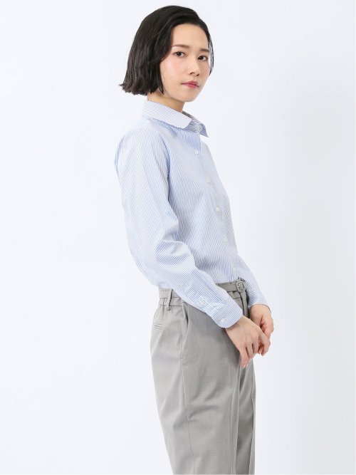 嬉しい機能 レギュラーカラー 長袖シャツ ストライプ