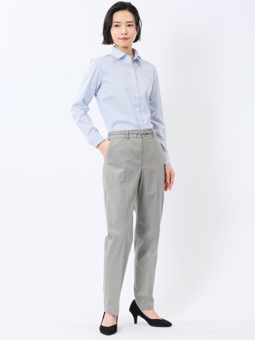 嬉しい機能 レギュラーカラー 長袖シャツ ストライプ