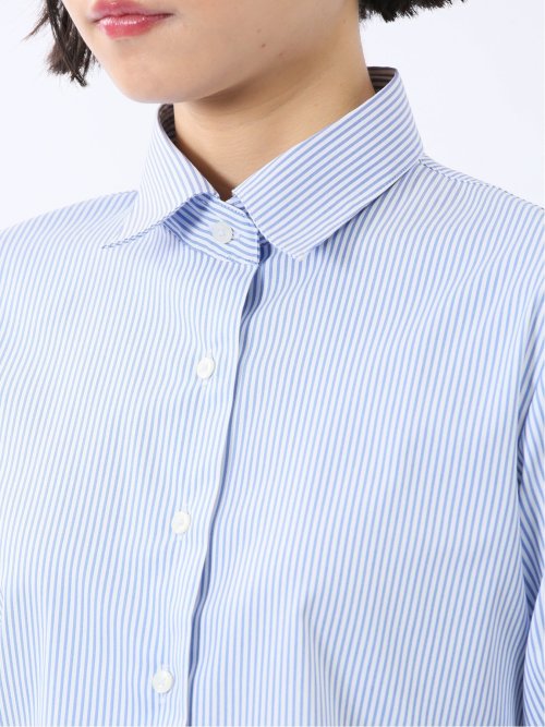 嬉しい機能 レギュラーカラー 長袖シャツ ストライプ