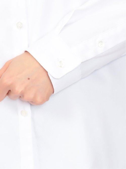 形態安定 ストレッチ フリル脱着 長袖シャツ