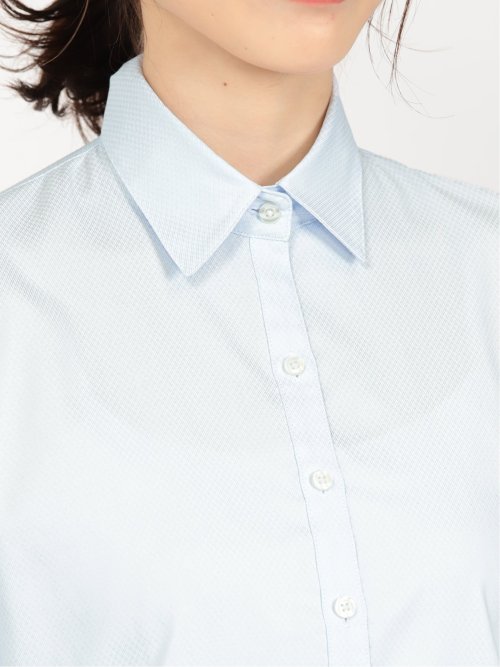 形態安定 ストレッチ フリル脱着 長袖シャツ