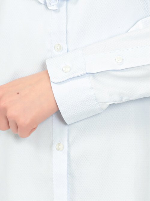 形態安定 ストレッチ フリル脱着 長袖シャツ