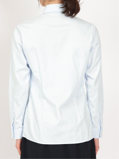 形態安定 ストレッチ フリル脱着 長袖シャツ