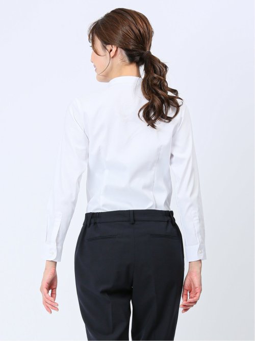 透け防止 形態安定 ボウタイ脱着 長袖シャツ