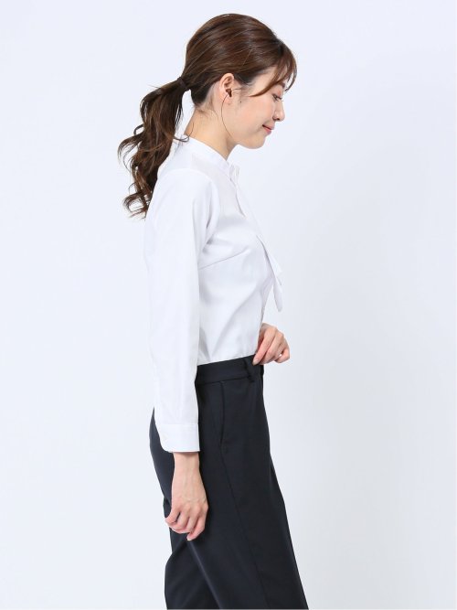 透け防止 形態安定 ボウタイ脱着 長袖シャツ