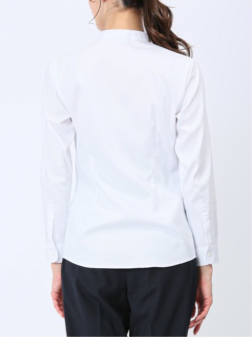 透け防止 形態安定 ボウタイ脱着 長袖シャツ