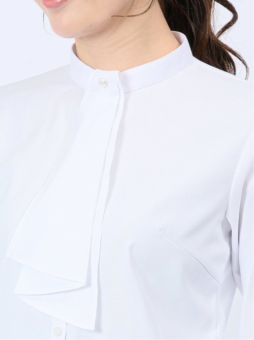 透け防止 形態安定 ボウタイ脱着 長袖シャツ