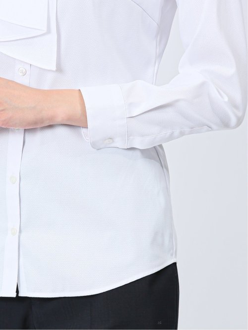 透け防止 形態安定 ボウタイ脱着 長袖シャツ