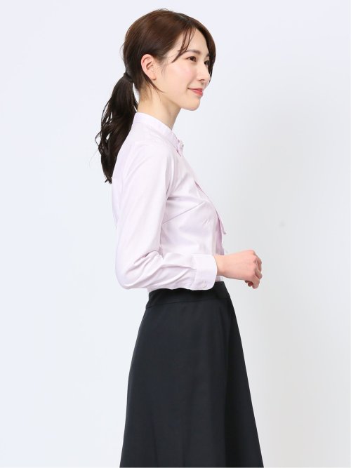 透け防止 形態安定 ボウタイ脱着 長袖シャツ