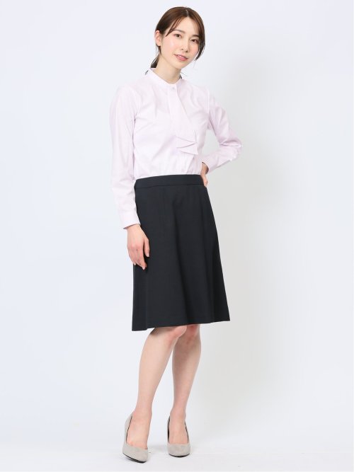 透け防止 形態安定 ボウタイ脱着 長袖シャツ