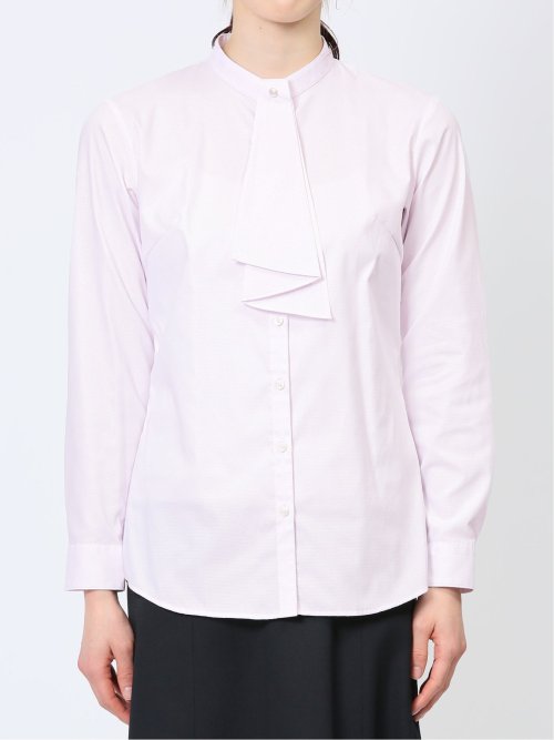 透け防止 形態安定 ボウタイ脱着 長袖シャツ