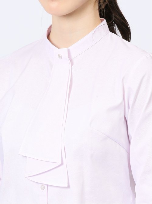 透け防止 形態安定 ボウタイ脱着 長袖シャツ