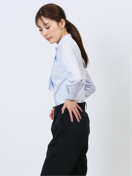 透け防止 形態安定 ボウタイ脱着 長袖シャツ