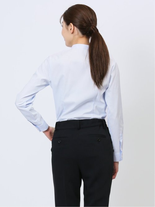 透け防止 形態安定 ボウタイ脱着 長袖シャツ