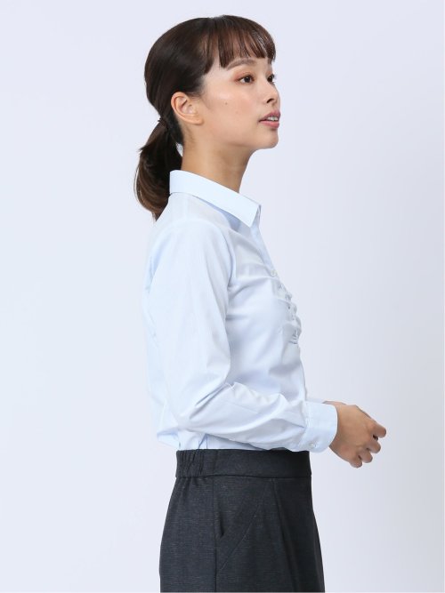 【WEB限定】形態安定ストレッチ ギャザースキッパー長袖シャツ