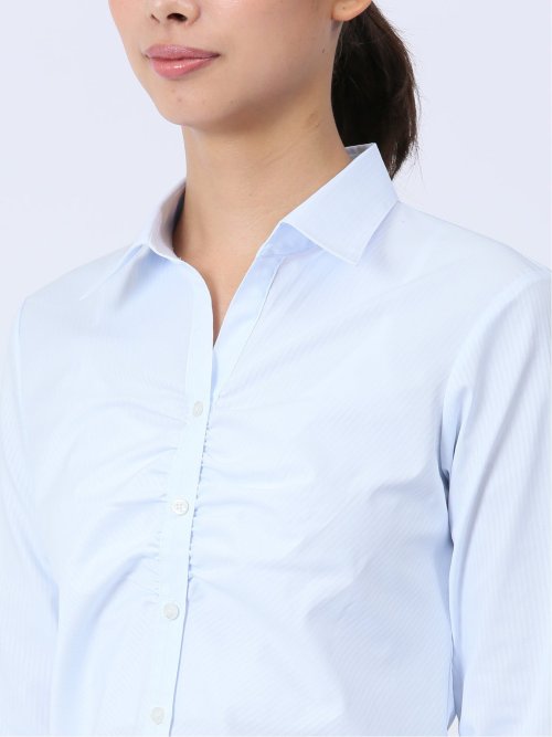 【WEB限定】形態安定ストレッチ ギャザースキッパー長袖シャツ