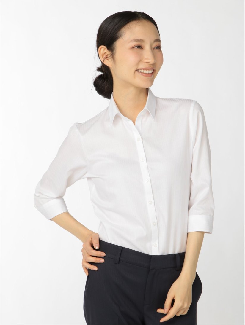 形態安定 レギュラーカラー 7分袖シャツ S 01白 ビジネス シャツ ブラウス Taka Q Online Shop タカキューオンラインショップ 公式通販