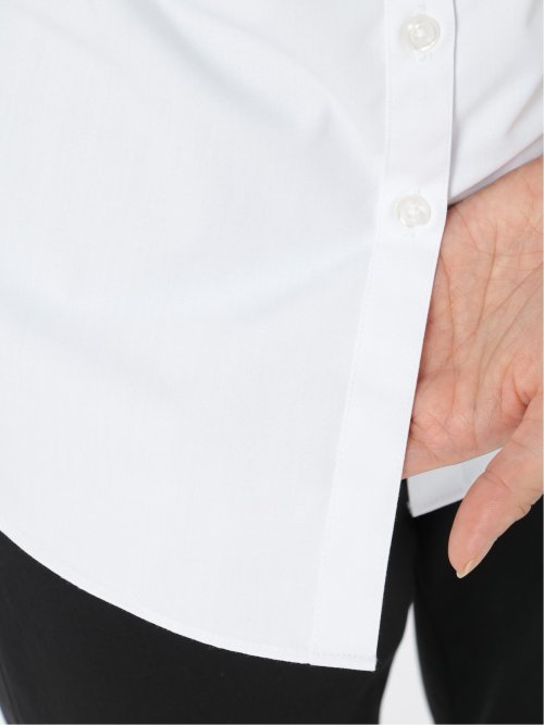 【透け防止】【白無地】形態安定 レギュラーカラー半袖シャツ