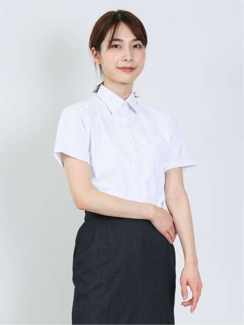 透け防止 形態安定 レギュラーカラー 半袖シャツ