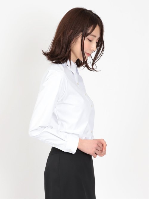 透け防止 形態安定 レギュラーカラー 長袖シャツ