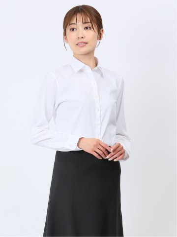 透け防止 形態安定 レギュラーカラー 長袖シャツ