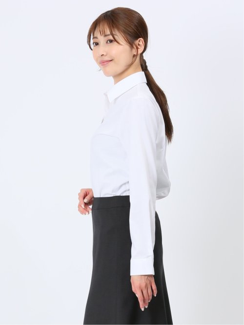 透け防止 形態安定 レギュラーカラー 長袖シャツ