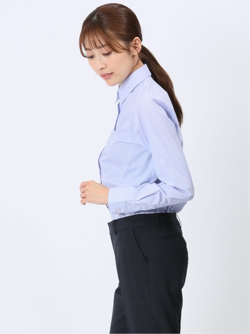 透け防止 形態安定 レギュラーカラー 長袖シャツ