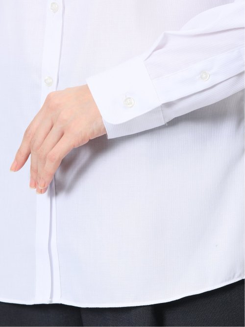 形態安定 リボン脱着 長袖シャツ
