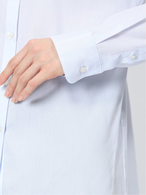 形態安定 リボン脱着 長袖シャツ