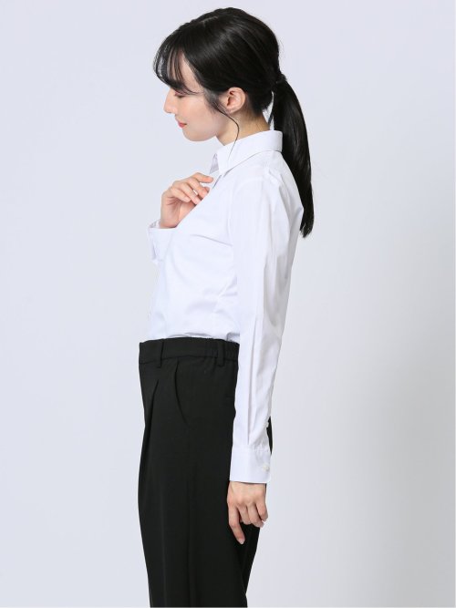 【WEB限定】透け防止 形態安定 スキッパーカラー長袖シャツ