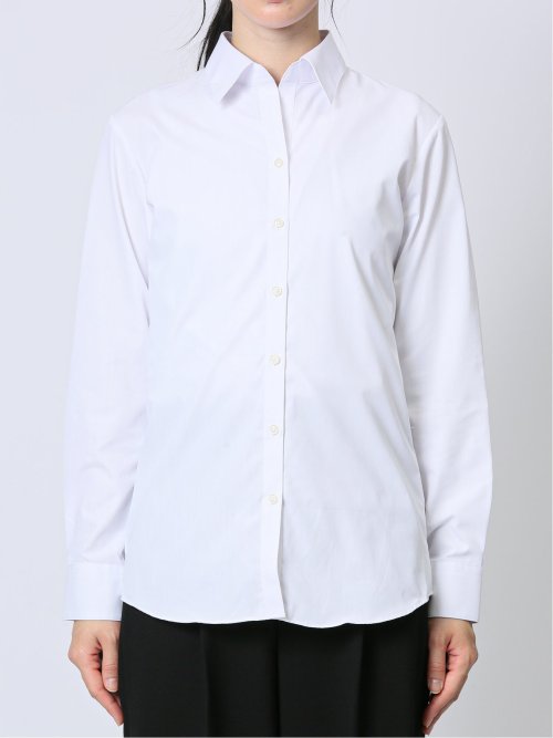 【WEB限定】透け防止 形態安定 スキッパーカラー長袖シャツ