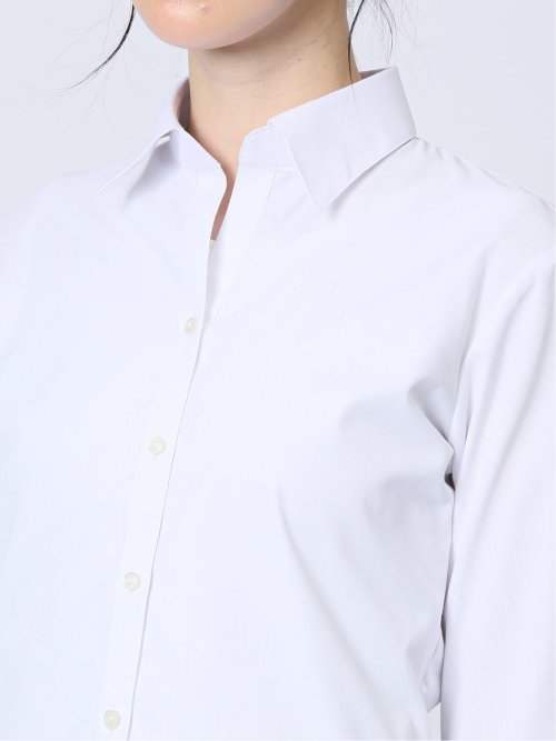 【WEB限定】透け防止 形態安定 スキッパーカラー長袖シャツ