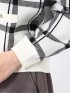 ニット カーディガン レディース 長袖 ストレッチ ハンドウォッシャブル クルーネック チェック セーター
