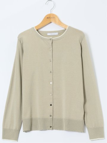 ハンドウォッシャブル 配色 クルーニットカーディガン