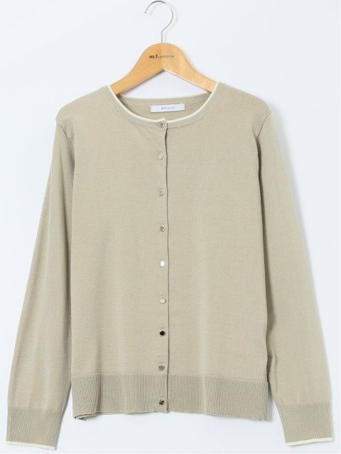 ハンドウォッシャブル 配色 クルーニットカーディガン