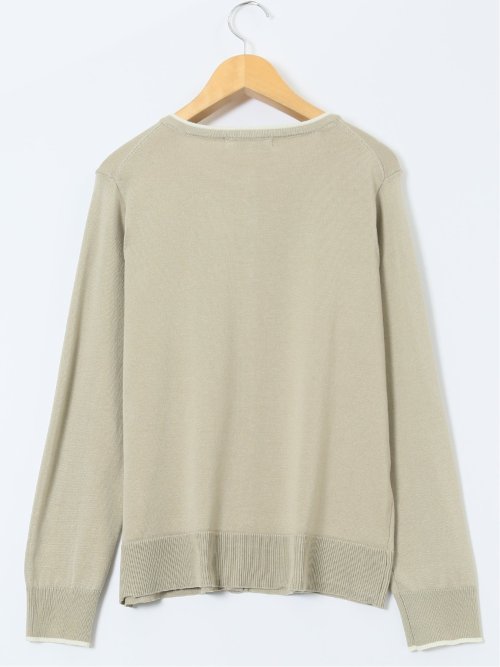 ハンドウォッシャブル 配色 クルーニットカーディガン