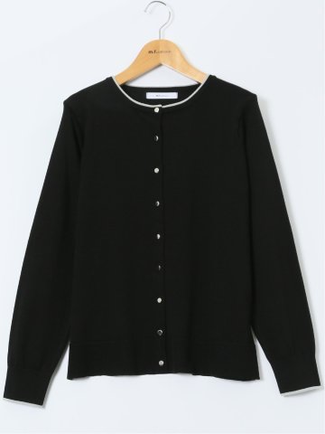 ハンドウォッシャブル 配色 クルーニットカーディガン