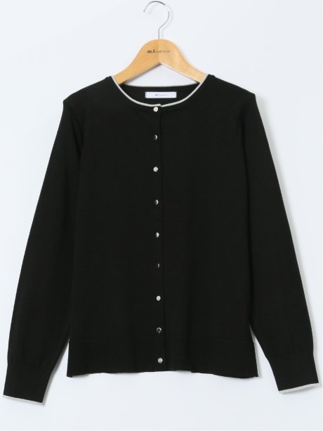 ハンドウォッシャブル 配色 クルーニットカーディガン