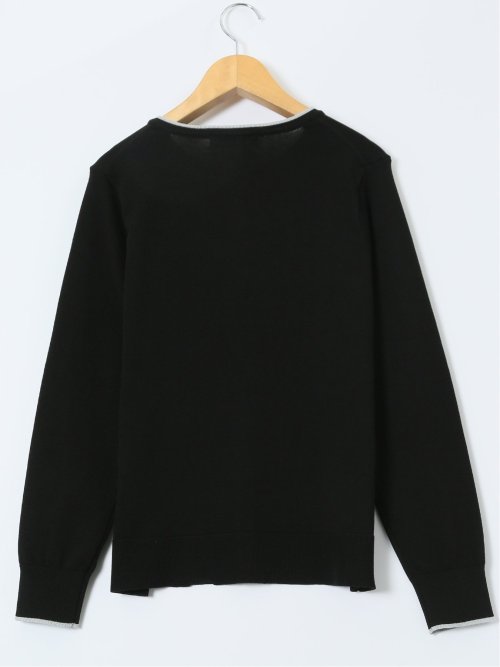 ハンドウォッシャブル 配色 クルーニットカーディガン