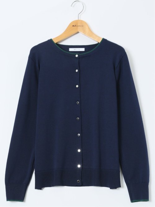 ハンドウォッシャブル 配色 クルーニットカーディガン