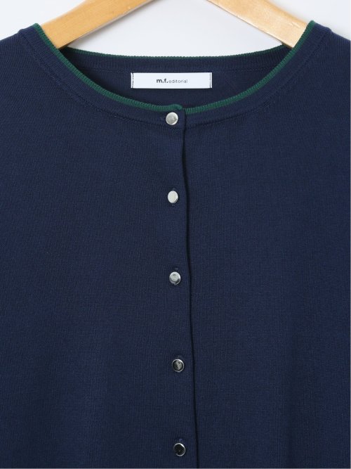 ハンドウォッシャブル 配色 クルーニットカーディガン