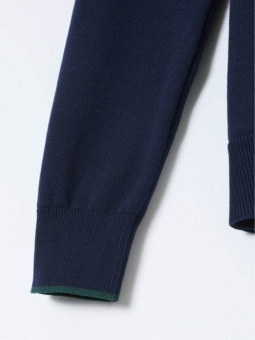 ハンドウォッシャブル 配色 クルーニットカーディガン