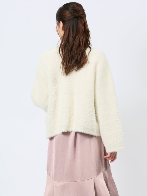 ノーカラー フェザーニットジャケット