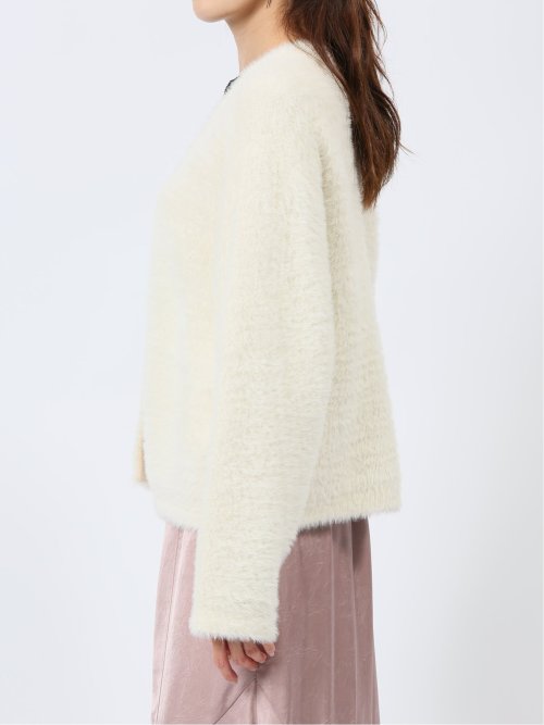 ノーカラー フェザーニットジャケット