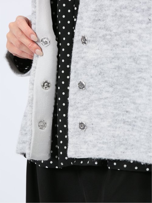 ノーカラー コクーン ニットジャケット