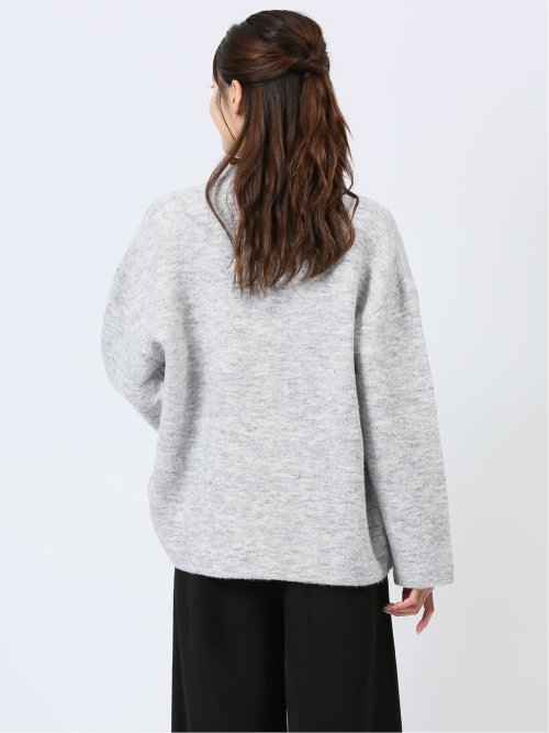 ノーカラー コクーン ニットジャケット